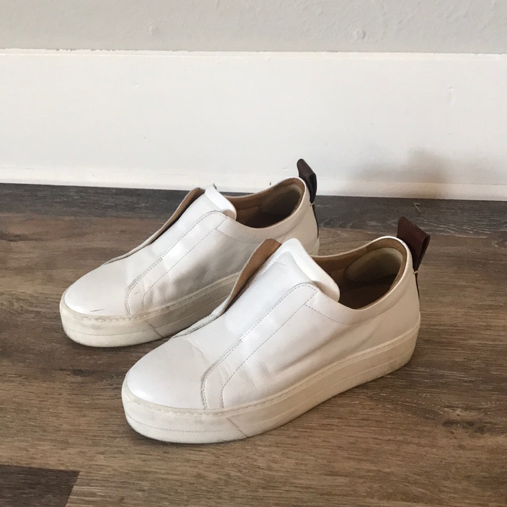 Malene Birger white leather slip on sneakers